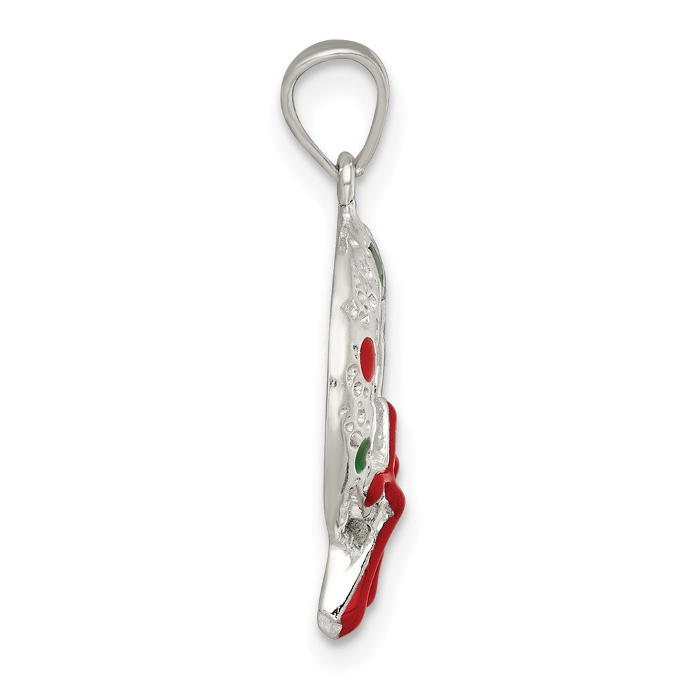 Sterlingsilber Poliert und Strukturiert Emailliert Wreath Charm