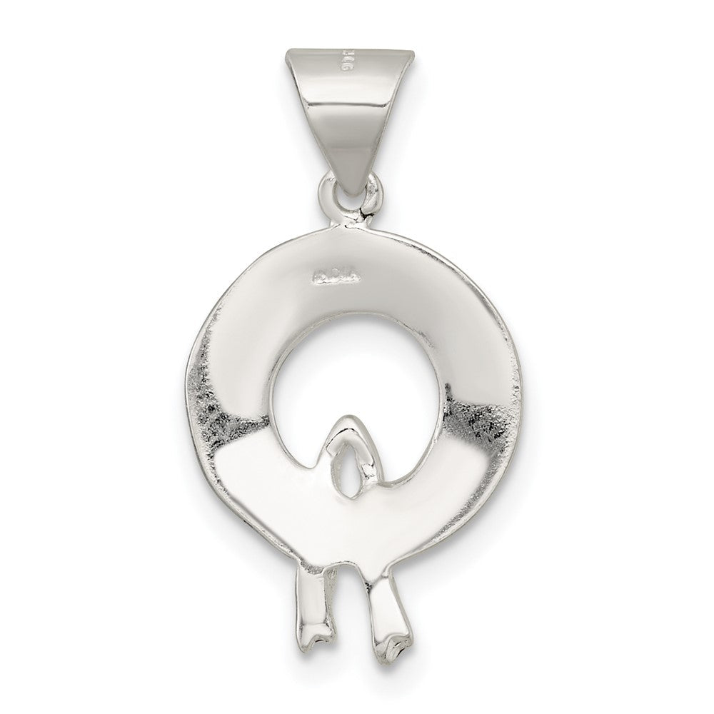 Sterlingsilber Poliert und Strukturiert Emailliert Wreath Charm