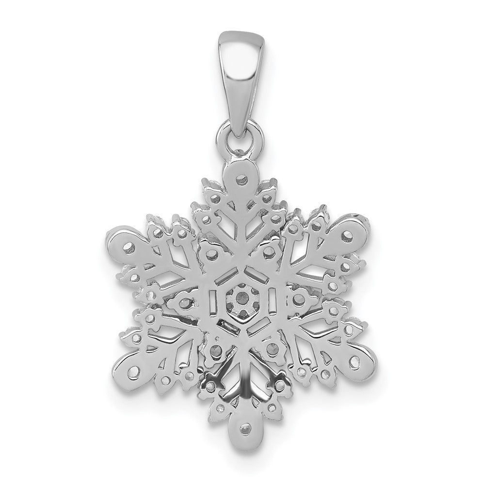 Sterlingsilber Rhodiniert Poliert Zirkonia Schneeflocke Anhänger