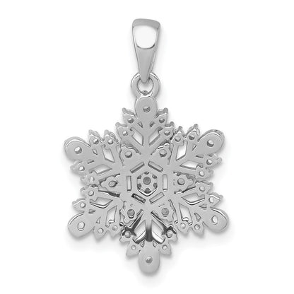 Sterlingsilber Rhodiniert Poliert Zirkonia Schneeflocke Anhänger