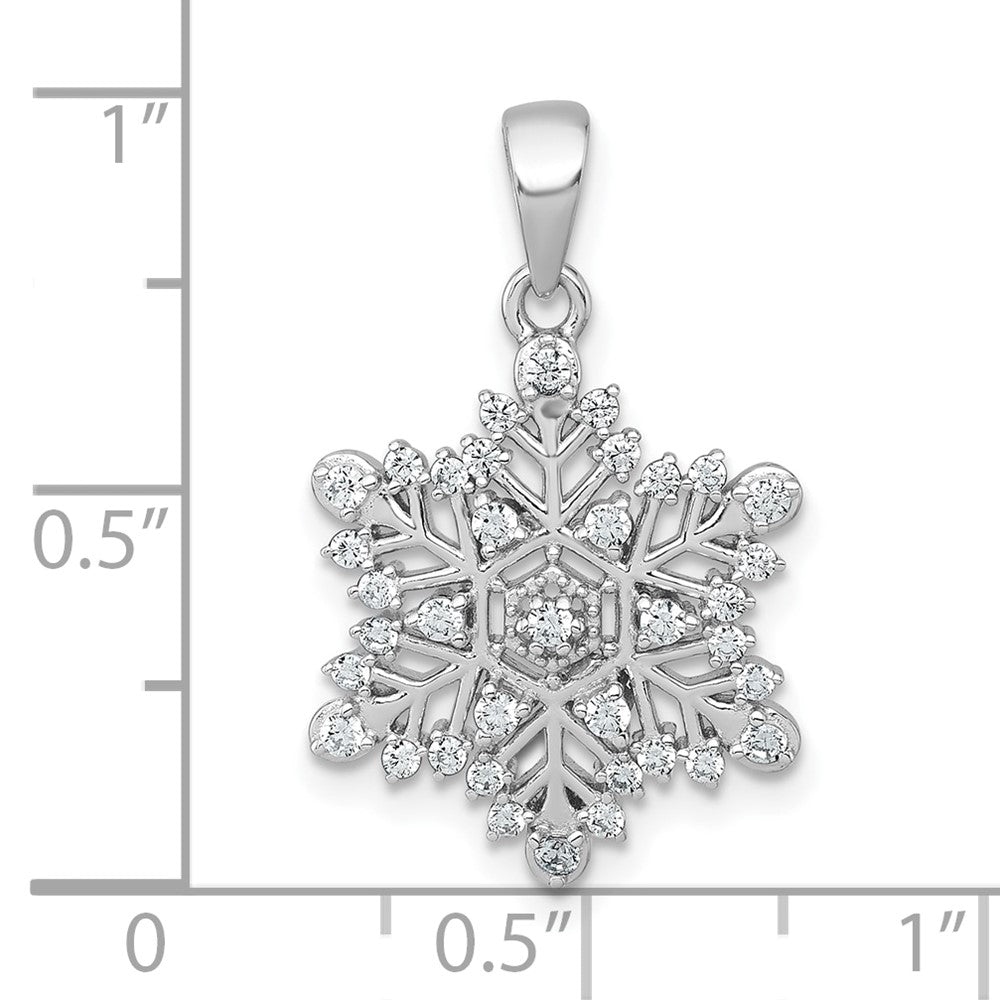 Sterlingsilber Rhodiniert Poliert Zirkonia Schneeflocke Anhänger