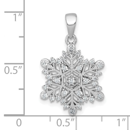 Sterlingsilber Rhodiniert Poliert Zirkonia Schneeflocke Anhänger