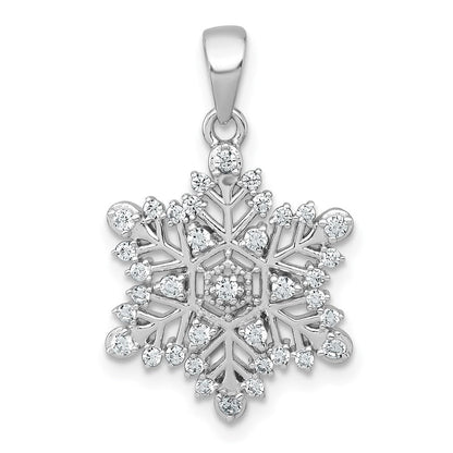 Sterlingsilber Rhodiniert Poliert Zirkonia Schneeflocke Anhänger