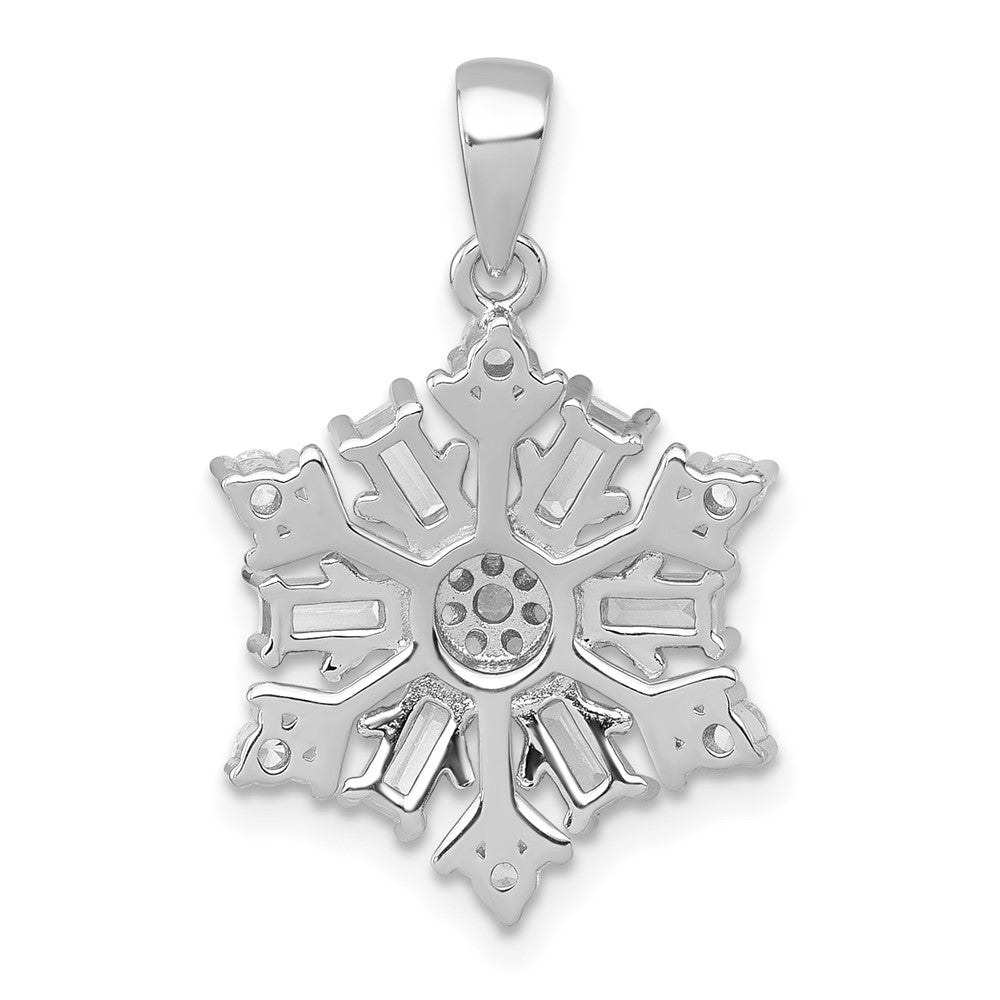 Sterlingsilber Rhodiniert Poliert Zirkonia Schneeflocke Anhänger