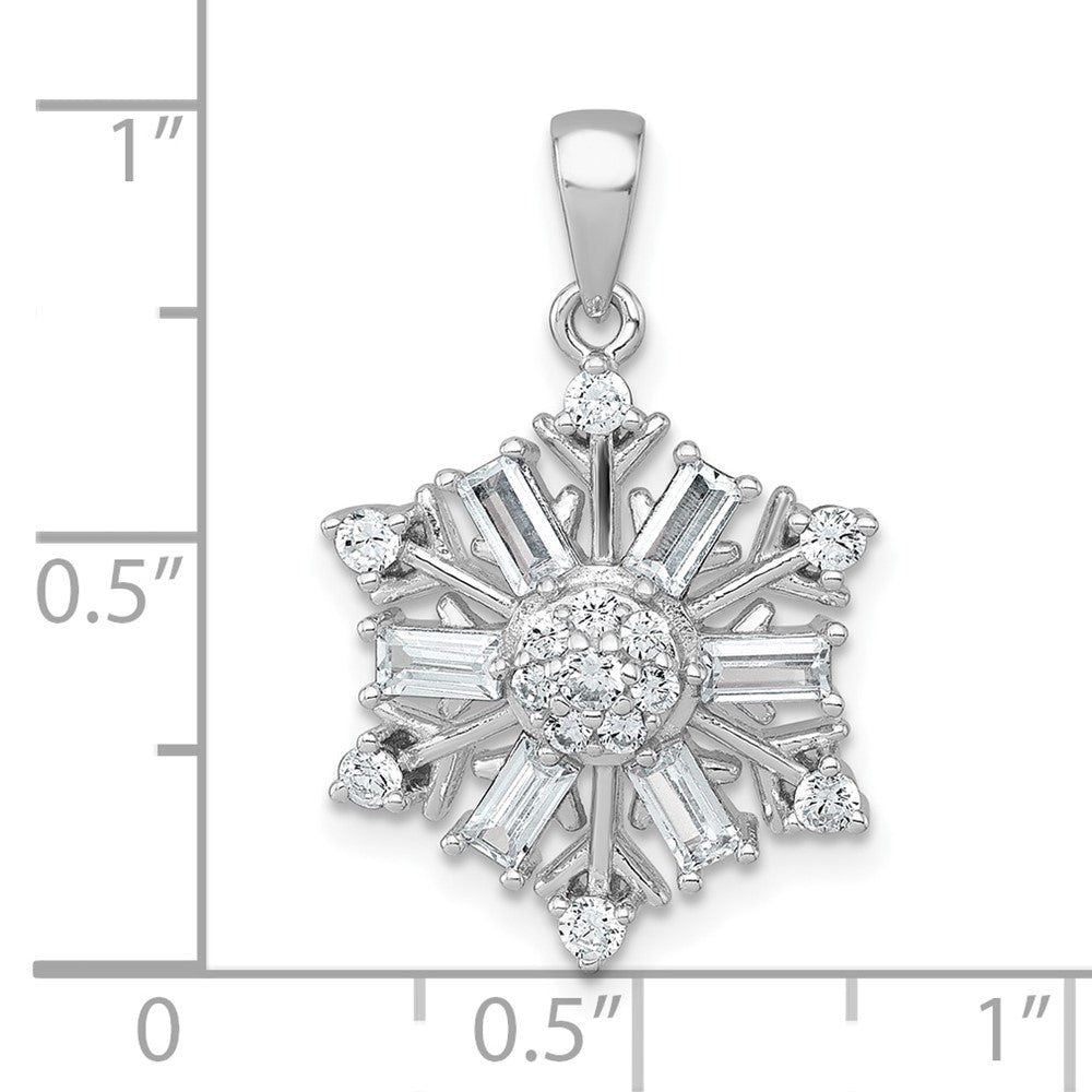 Sterlingsilber Rhodiniert Poliert Zirkonia Schneeflocke Anhänger