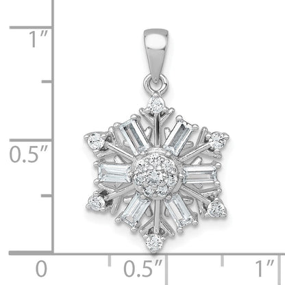 Sterlingsilber Rhodiniert Poliert Zirkonia Schneeflocke Anhänger
