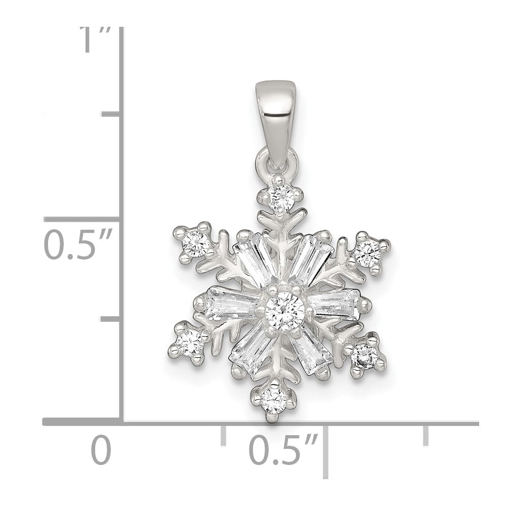 Sterlingsilber Poliert Zirkonia Schneeflocke Anhänger