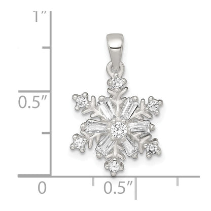 Sterlingsilber Poliert Zirkonia Schneeflocke Anhänger