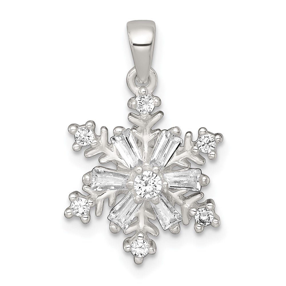 Sterlingsilber Poliert Zirkonia Schneeflocke Anhänger
