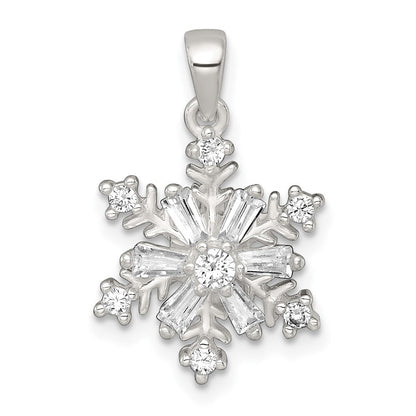 Sterlingsilber Poliert Zirkonia Schneeflocke Anhänger