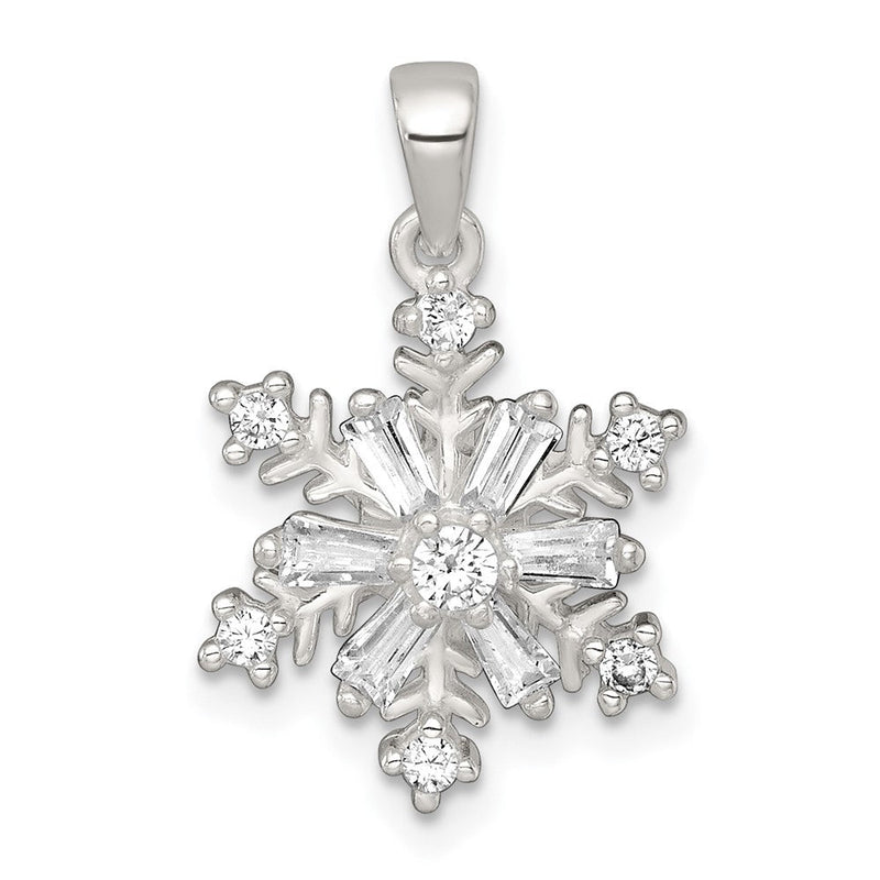 Sterlingsilber Poliert Zirkonia Schneeflocke Anhänger