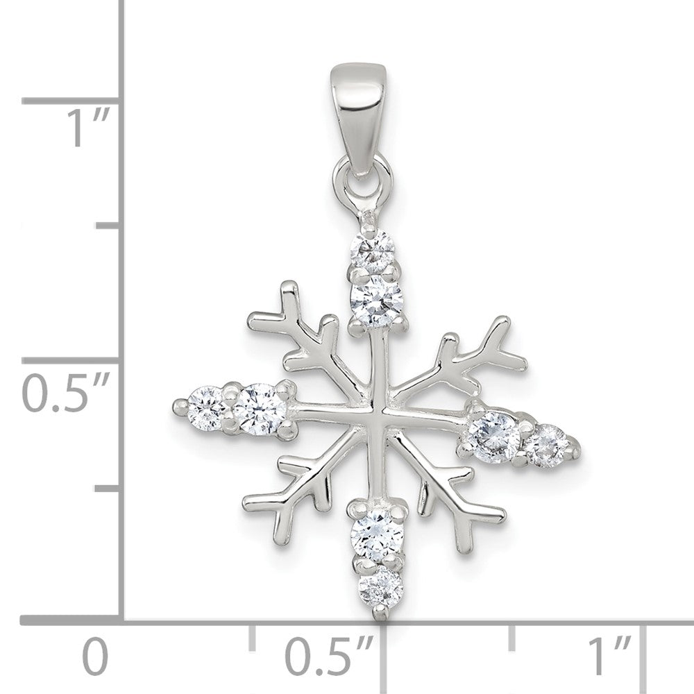 Sterlingsilber Poliert Zirkonia Schneeflocke Anhänger