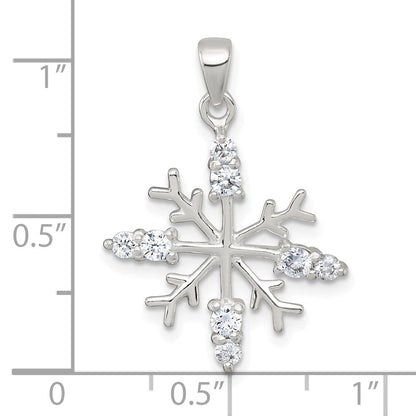 Sterlingsilber Poliert Zirkonia Schneeflocke Anhänger