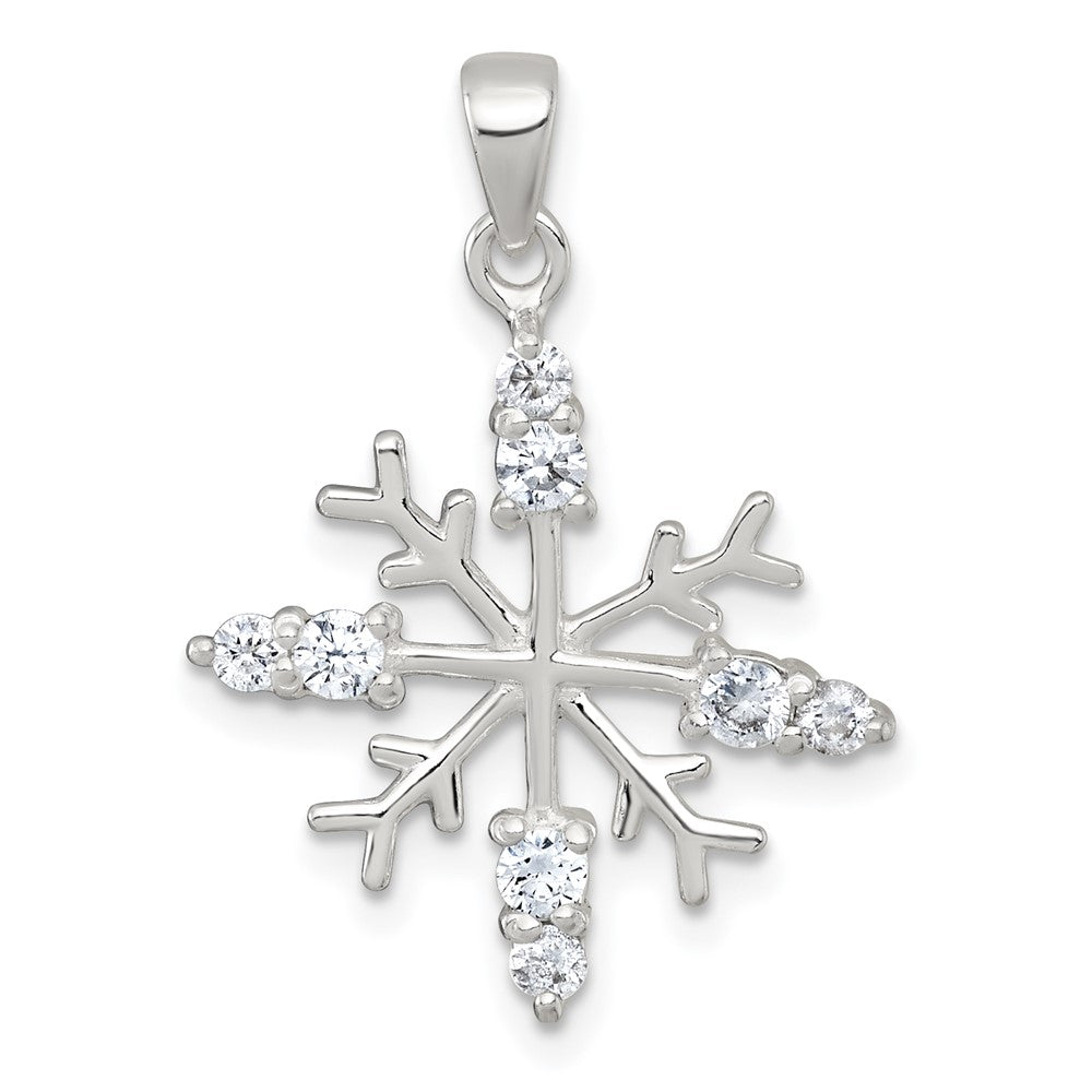 Sterlingsilber Poliert Zirkonia Schneeflocke Anhänger