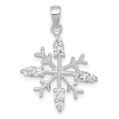 Sterlingsilber Poliert Zirkonia Schneeflocke Anhänger
