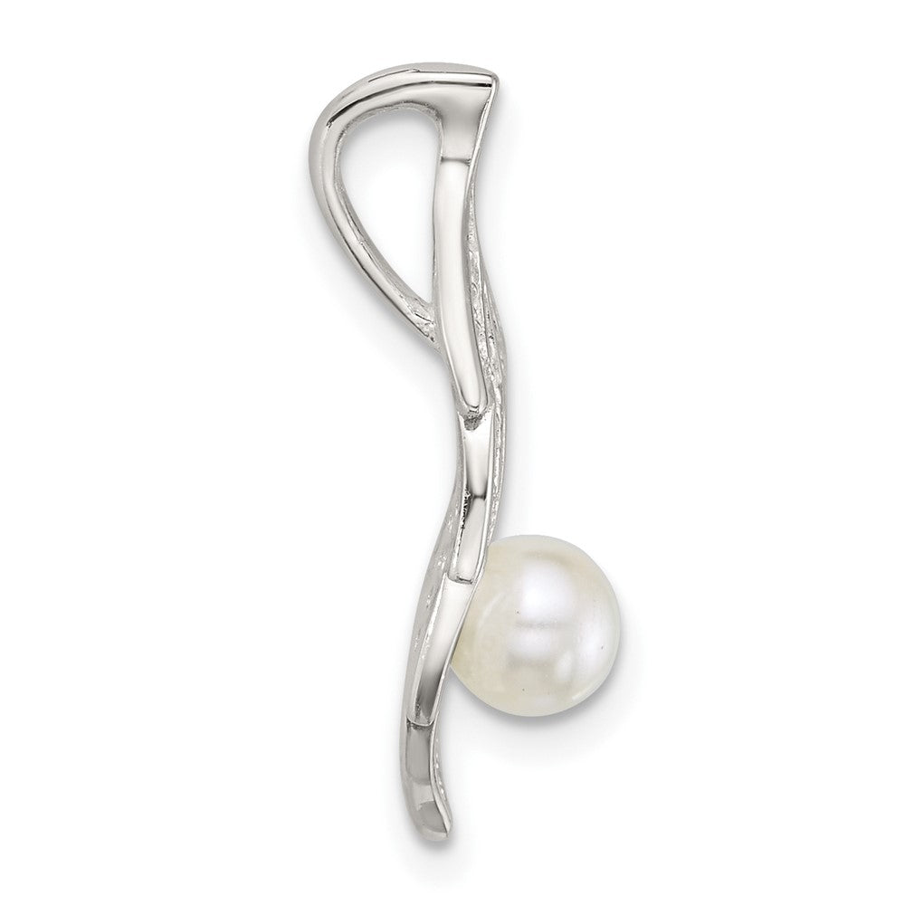 Sterlingsilber Poliert Zirkonia und Acrylic Perle Blatt Kette Anhänger