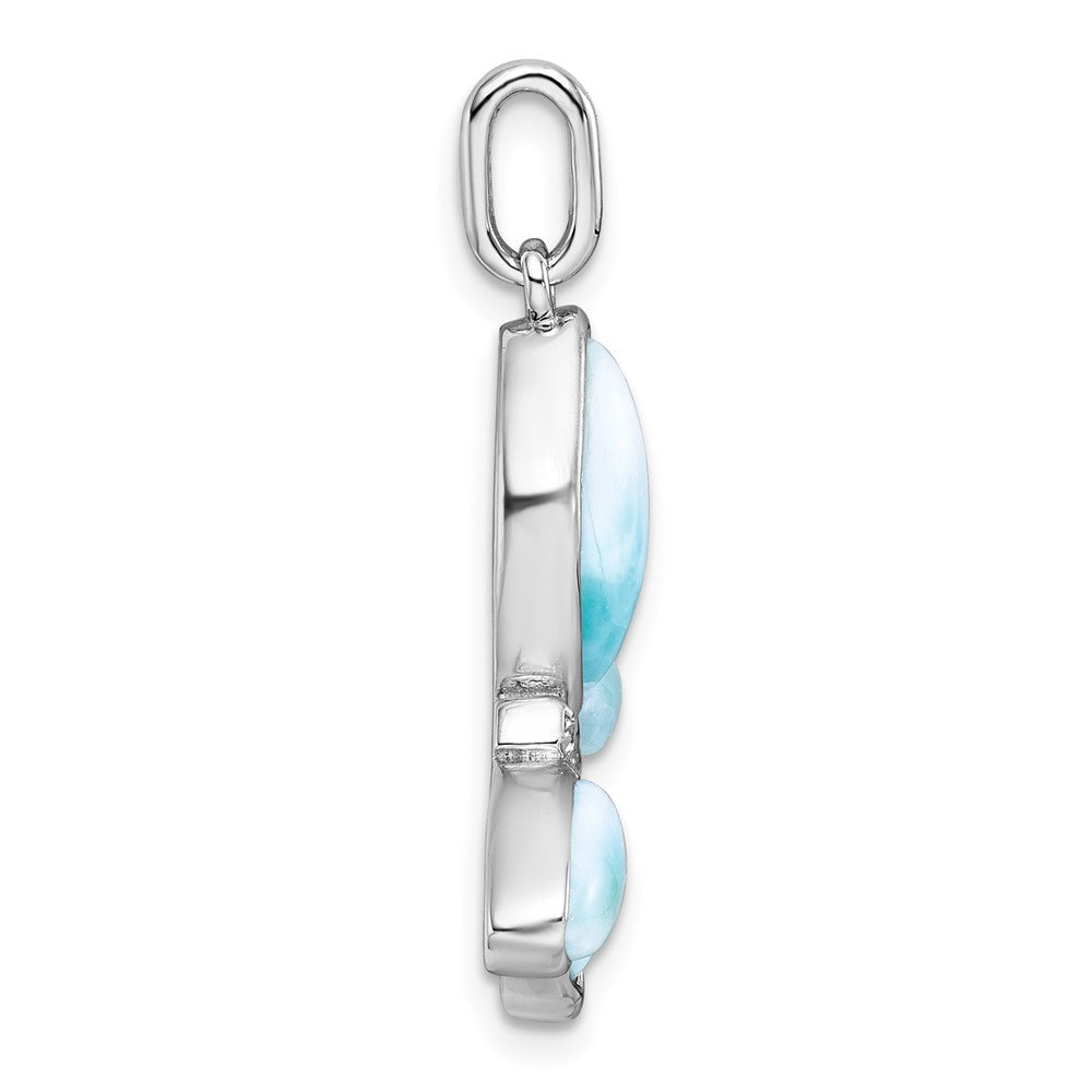 Sterlingsilber Rhodiniert-pl Poliert Larimar und Zirkonia Schmetterling Anhänger