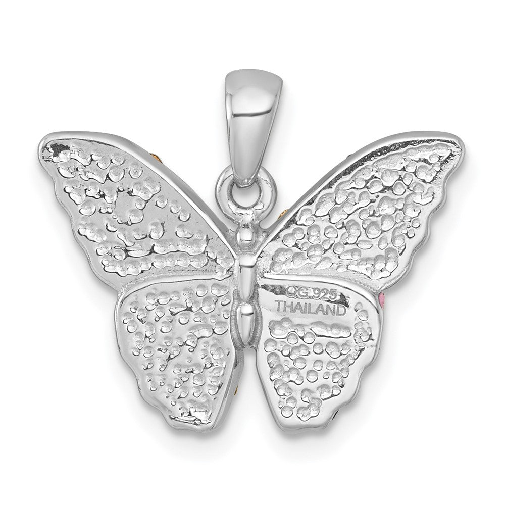 Sterlingsilber Rhodiniert Mehrfarbig Kristall Schmetterling Anhänger