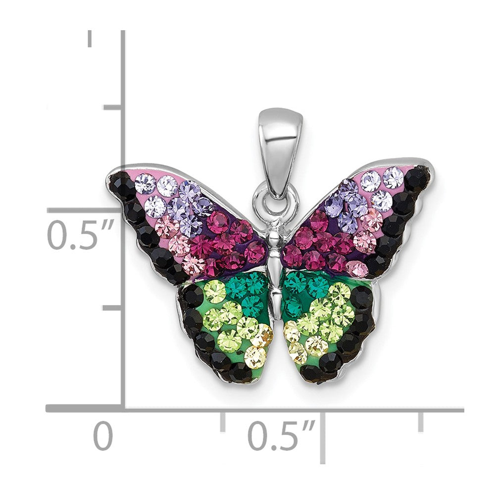 Sterlingsilber Rhodiniert Mehrfarbig Kristall Schmetterling Anhänger