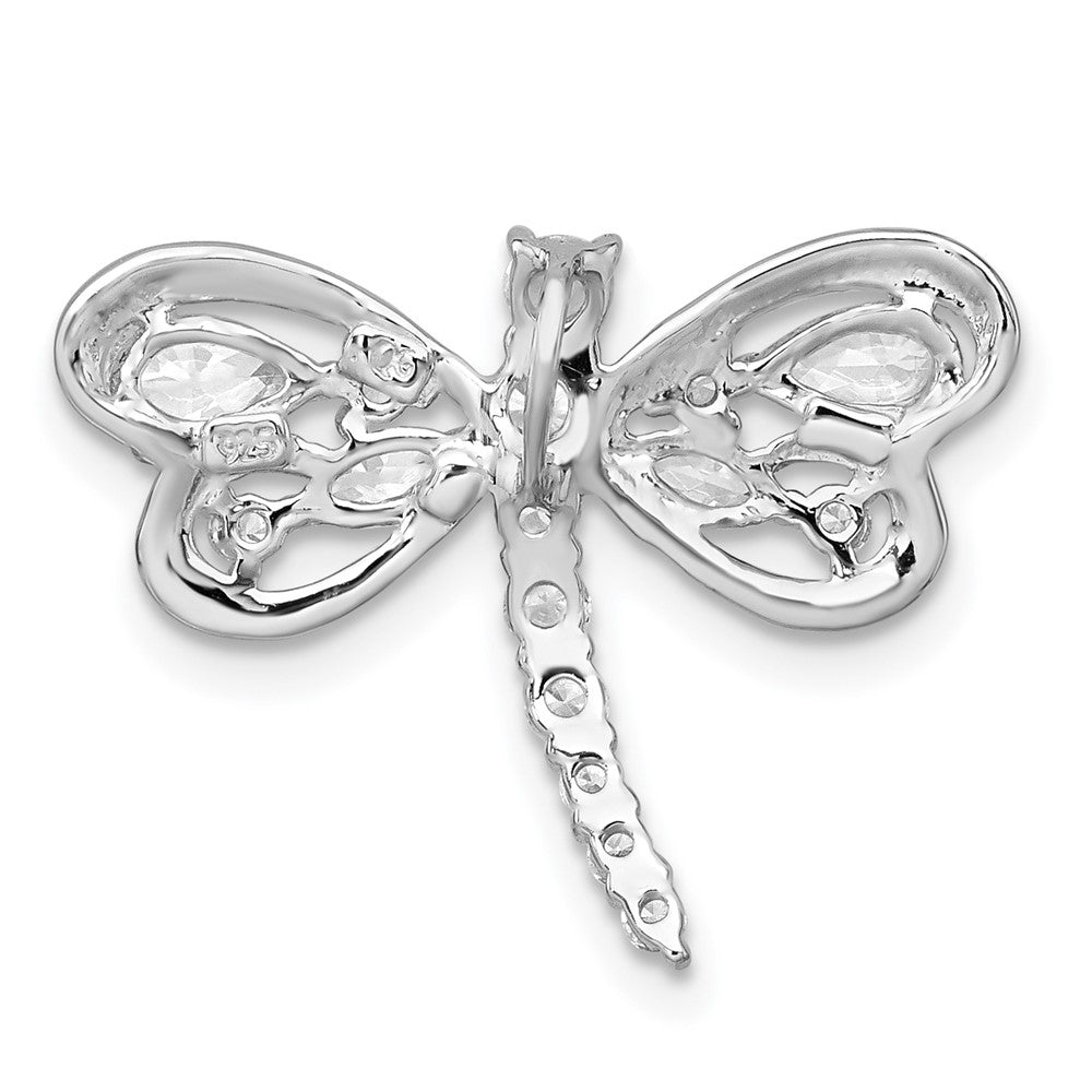 Sterlingsilber Rhodiniert Poliert Zirkonia Libelle Kette Anhänger