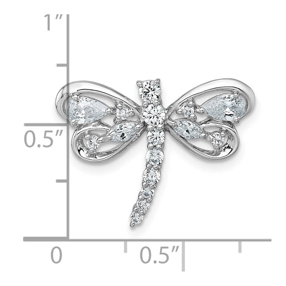 Sterlingsilber Rhodiniert Poliert Zirkonia Libelle Kette Anhänger