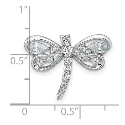 Sterlingsilber Rhodiniert Poliert Zirkonia Libelle Kette Anhänger