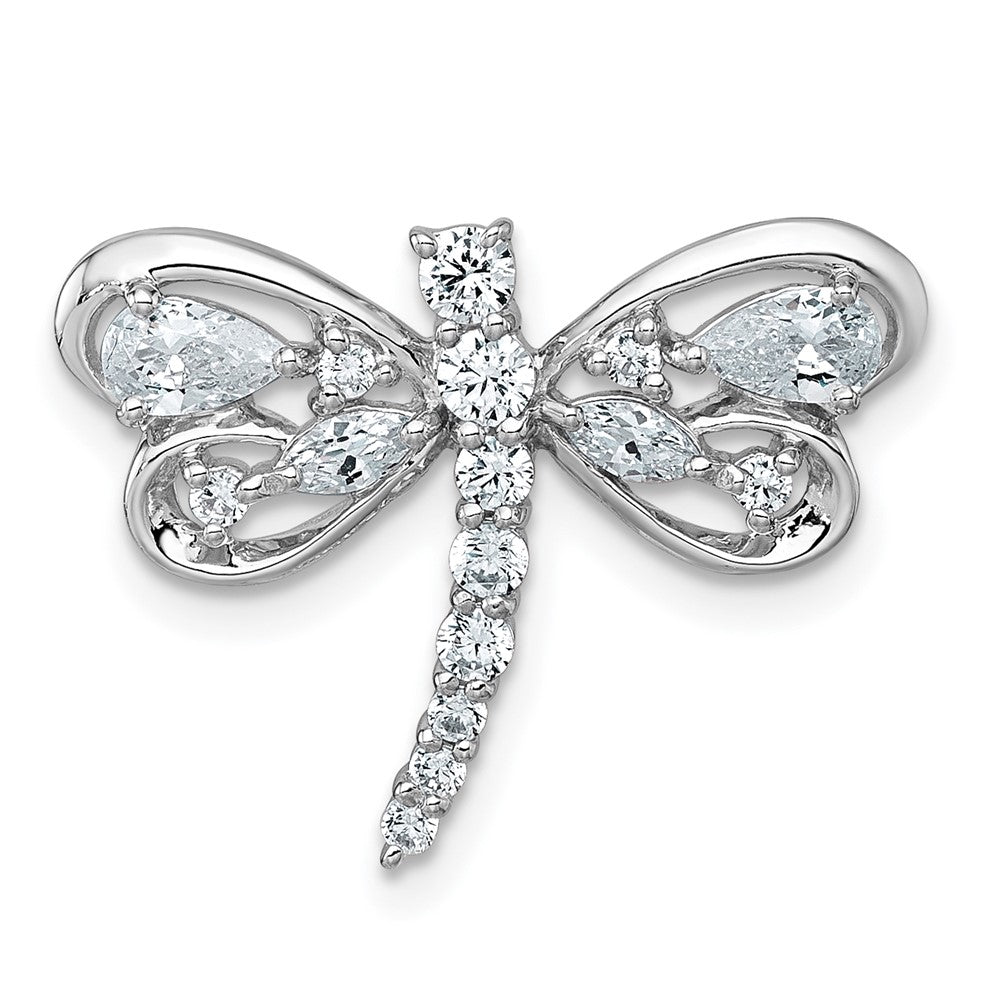 Sterlingsilber Rhodiniert Poliert Zirkonia Libelle Kette Anhänger