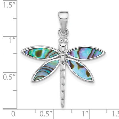 Sterlingsilber Rhodiniert Poliert Abalone Libelle Anhänger