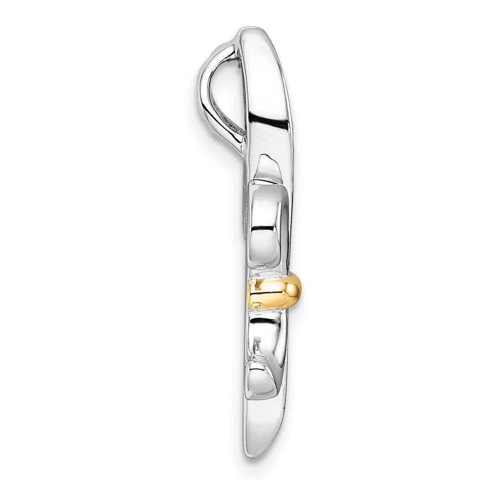 Sterlingsilber Rhodiniert-pl mit Silber/14K Bicolor Akzente Zirkonia Fleur De Lis Kette Anhänger