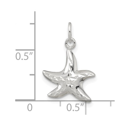 Sterlingsilber Poliert und Diamantiert 3-d Seestern Anhänger