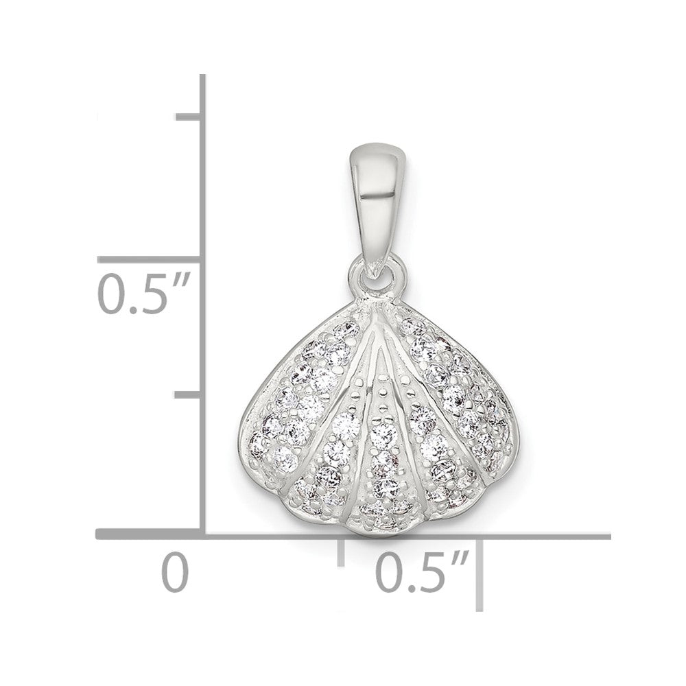 Sterlingsilber Poliert Zirkonia Muschel Anhänger