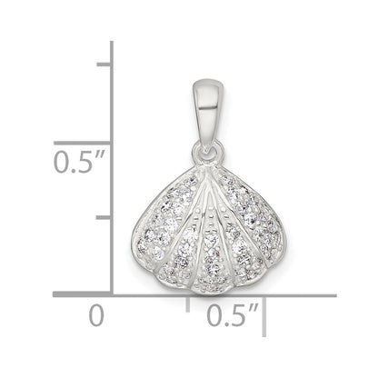 Sterlingsilber Poliert Zirkonia Muschel Anhänger