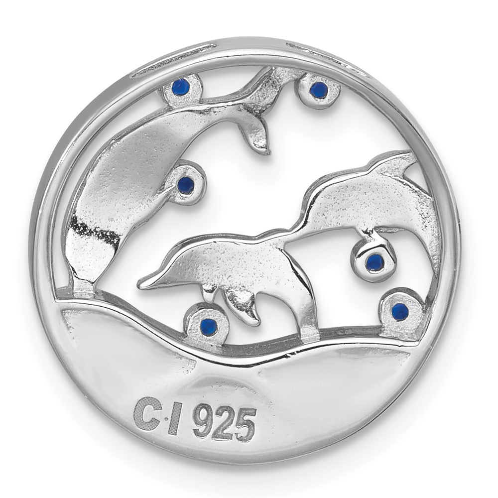 Sterlingsilber Rhodiniert Larimar und Blau Zirkonia Dolphins Kette Anhänger