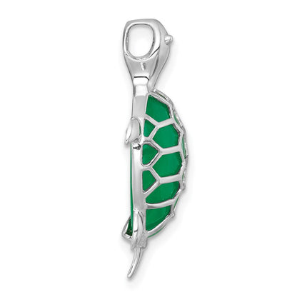 Sterlingsilber Rhodiniert-plt Poliert Dyed Jade Quarz Schildkröte Kette Anhänger