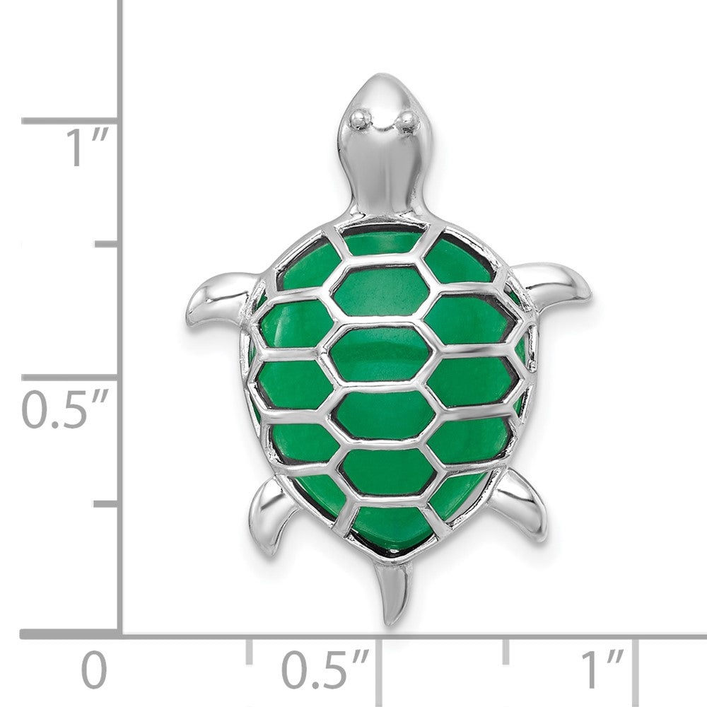 Sterlingsilber Rhodiniert-plt Poliert Dyed Jade Quarz Schildkröte Kette Anhänger