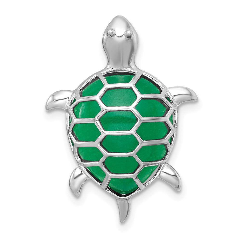 Sterlingsilber Rhodiniert-plt Poliert Dyed Jade Quarz Schildkröte Kette Anhänger