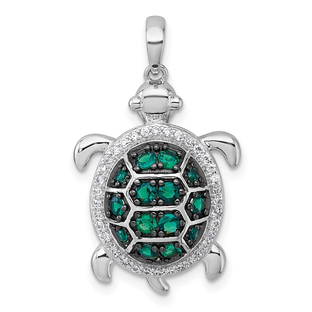 Sterlingsilber Rhod-pl Schwarz-plating Zirkonia Schildkröte Anhänger