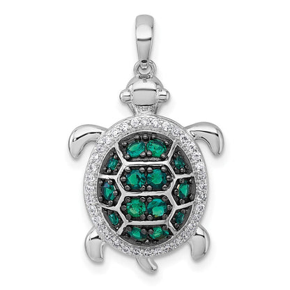 Sterlingsilber Rhod-pl Schwarz-plating Zirkonia Schildkröte Anhänger