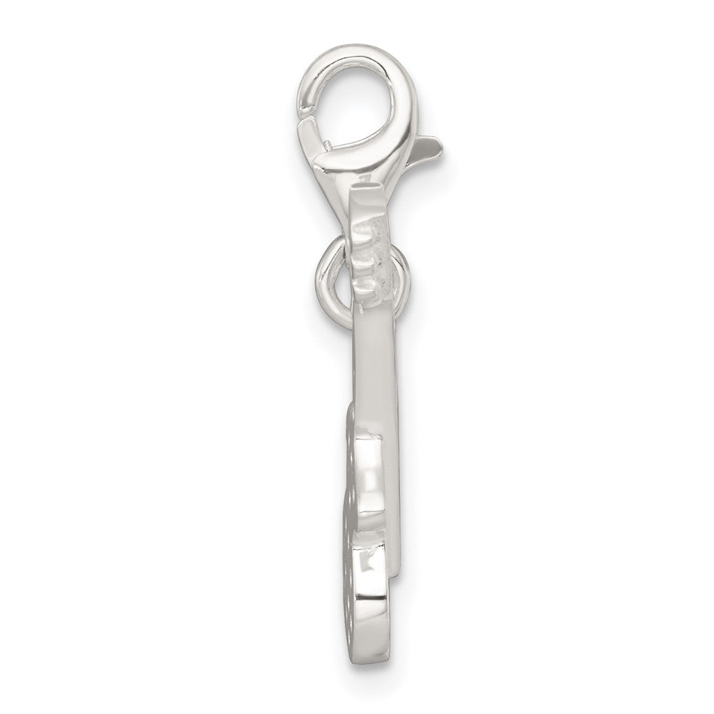Sterlingsilber Poliert Zirkonia Gitarre mit Karabinerverschluss Charm