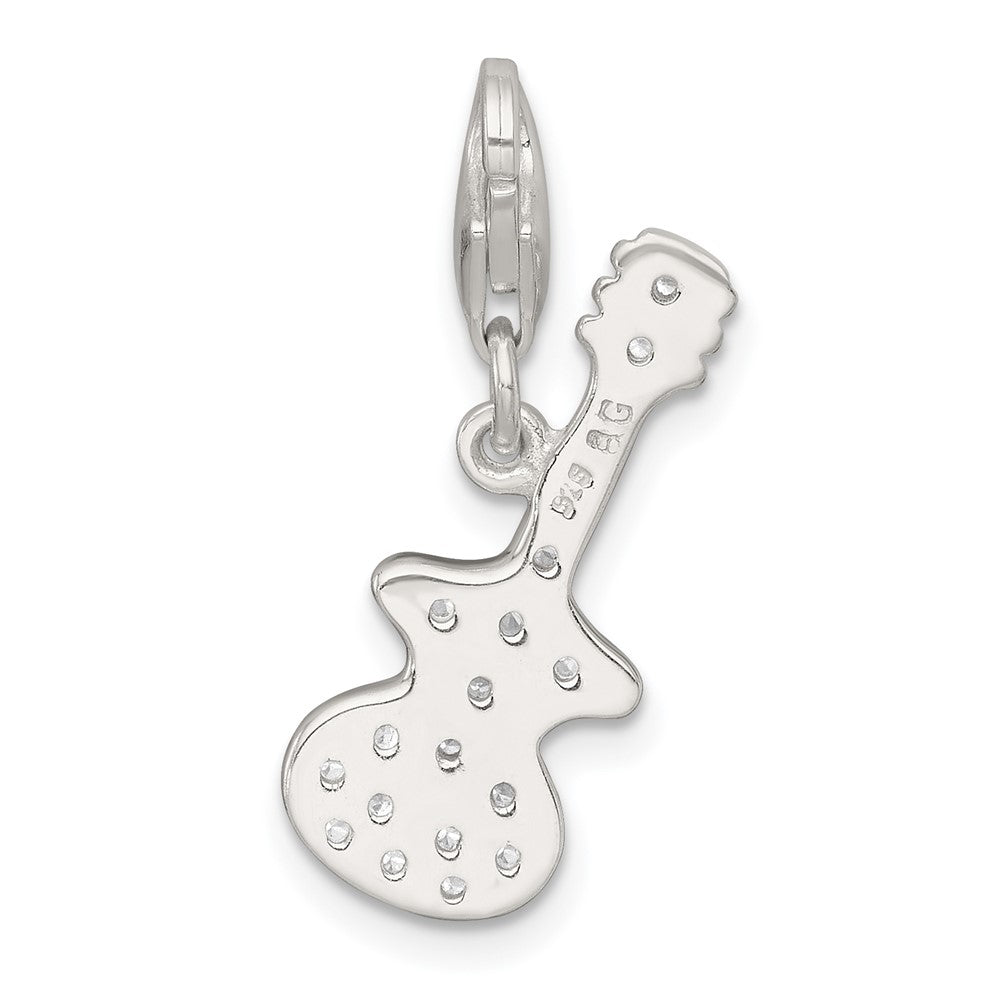 Sterlingsilber Poliert Zirkonia Gitarre mit Karabinerverschluss Charm