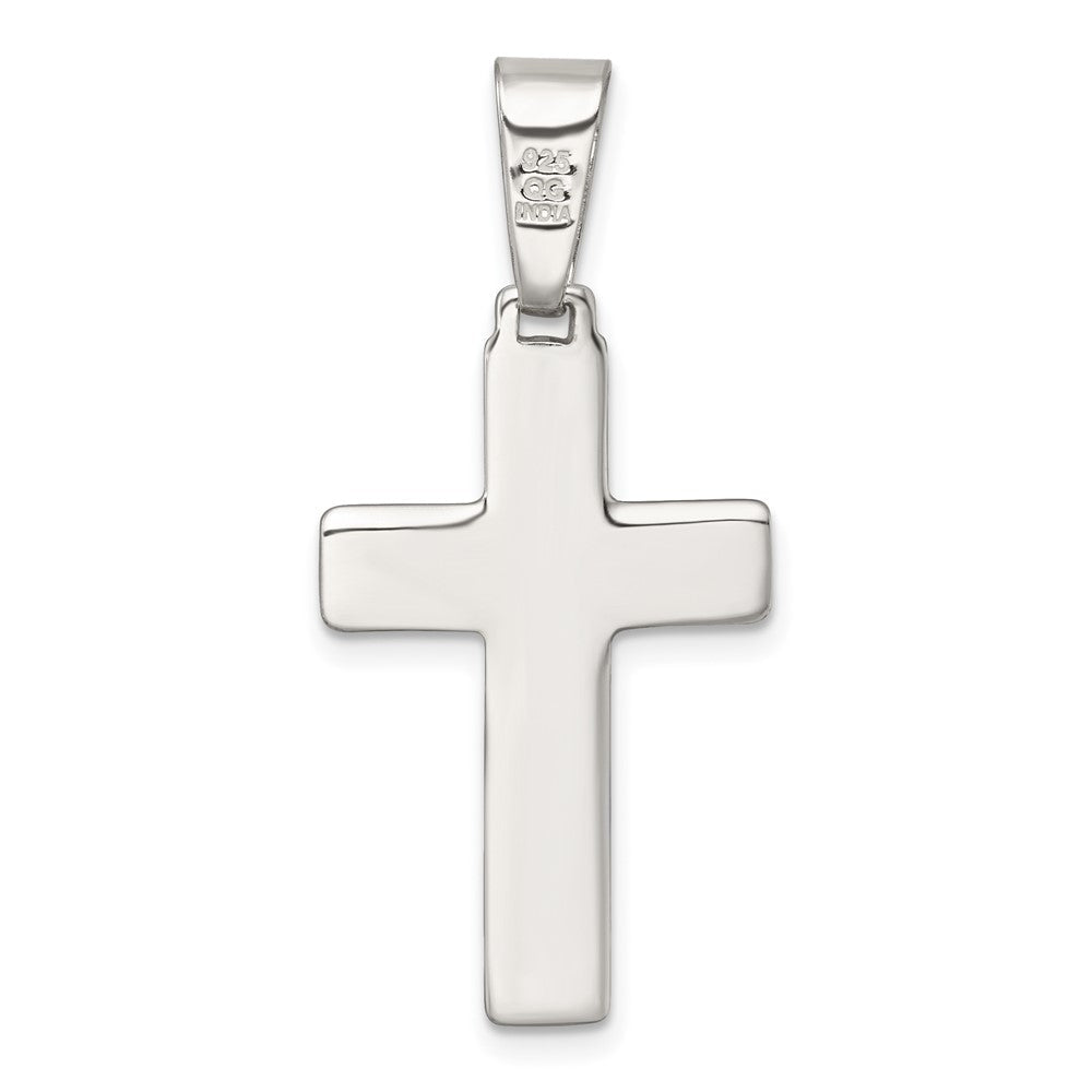 Sterlingsilber Poliert und Gerillt Kreuz Anhänger