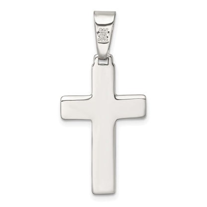 Sterlingsilber Poliert und Gerillt Kreuz Anhänger