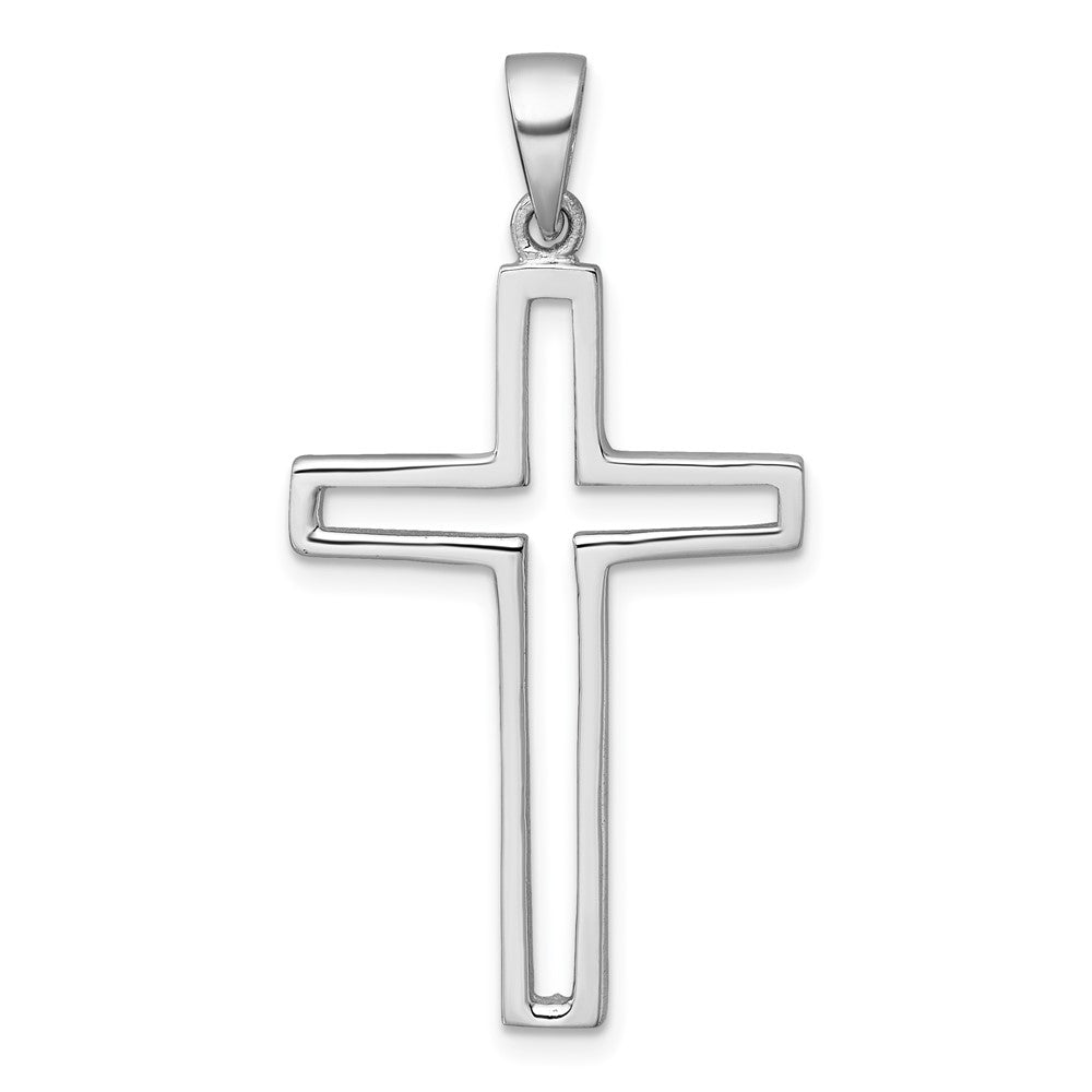 Sterlingsilber Rhodiniert Poliert Ausgeschnitten Kreuz Anhänger