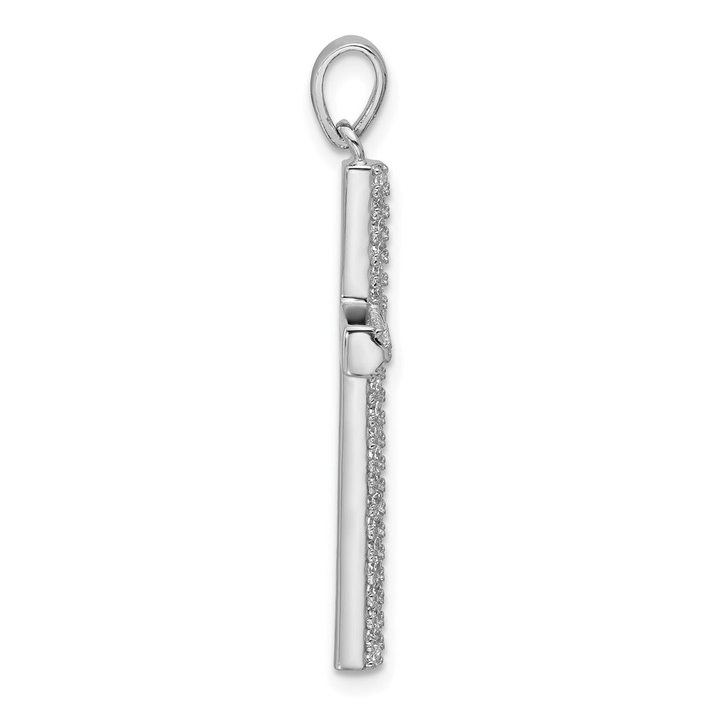 Sterlingsilber Rhodiniert Pavé Zirkonia Kreuz Anhänger