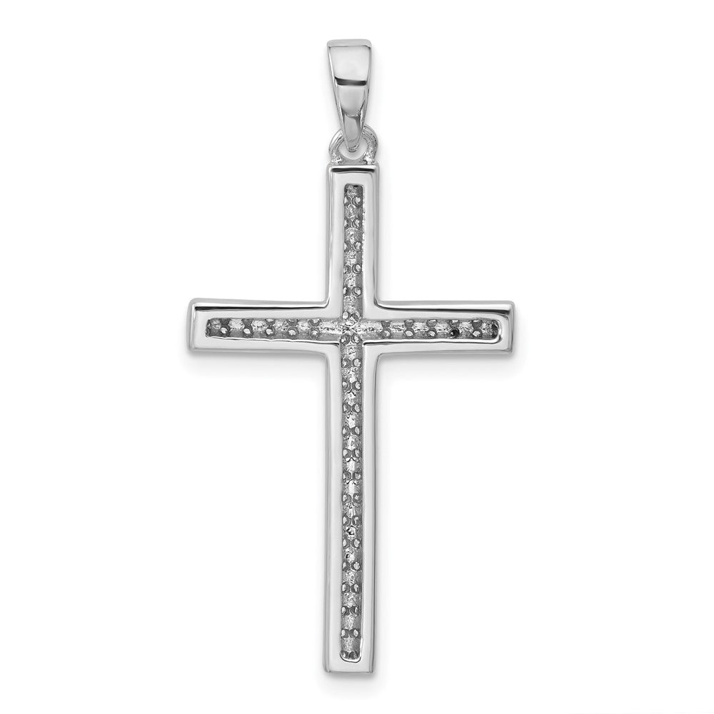 Sterlingsilber Rhodiniert Pavé Zirkonia Kreuz Anhänger