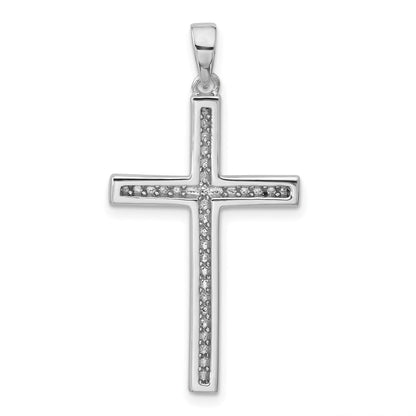 Sterlingsilber Rhodiniert Pavé Zirkonia Kreuz Anhänger