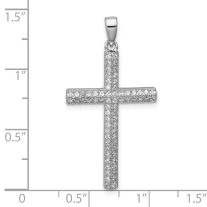 Sterlingsilber Rhodiniert Pavé Zirkonia Kreuz Anhänger