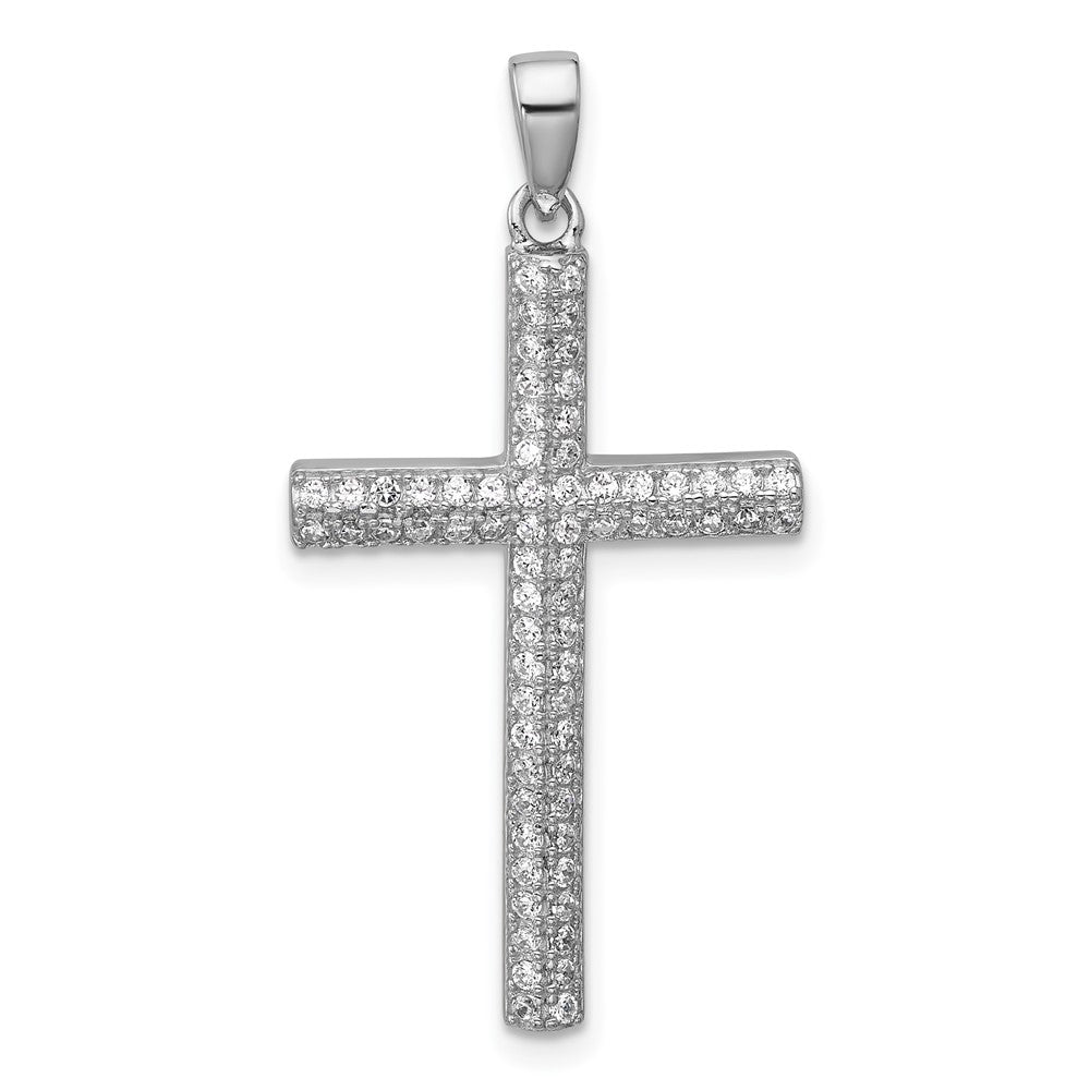 Sterlingsilber Rhodiniert Pavé Zirkonia Kreuz Anhänger