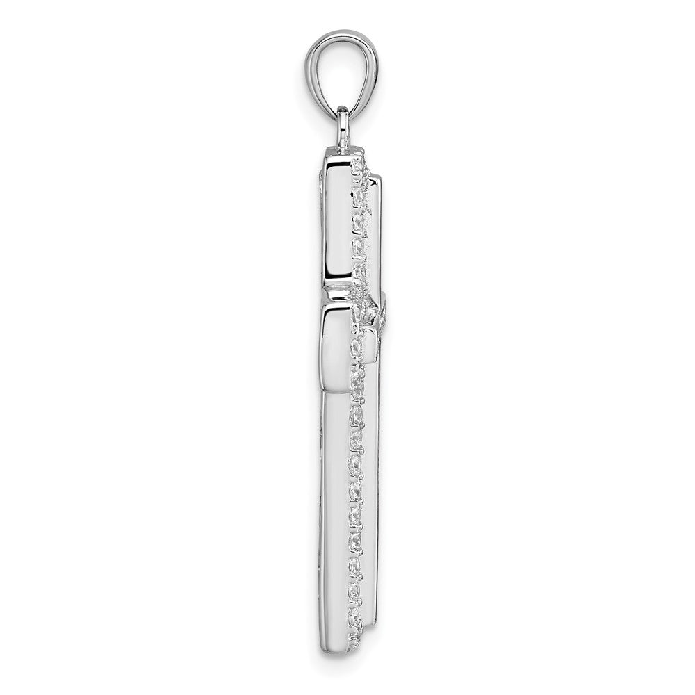 Sterlingsilber Rhodiniert Weiß Zirkonia Kreuz Anhänger