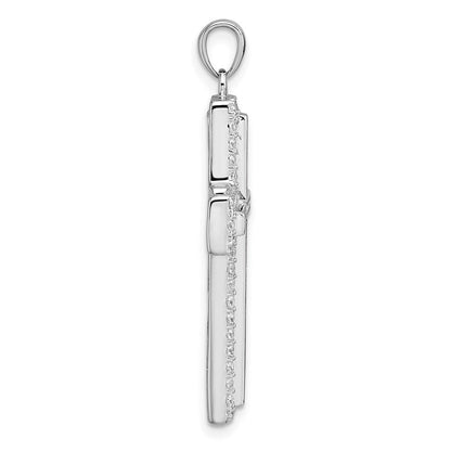 Sterlingsilber Rhodiniert Weiß Zirkonia Kreuz Anhänger